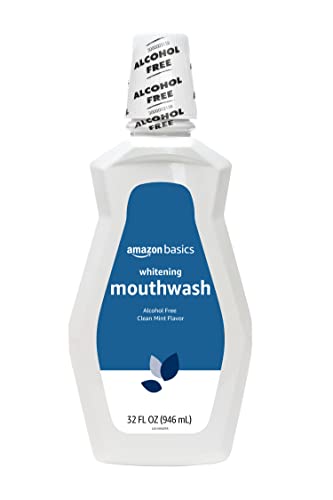 Amazon Basics Whitening Mouthwash, Alcohol Free, Clean Mint, 32 Fluid Ounces, 1-Pack (Previously Solimo)