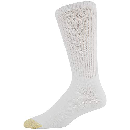 GOLDTOE Men's 656S Cotton Crew Athletic Socks, Multipairs, White (6-Pairs), X-Large