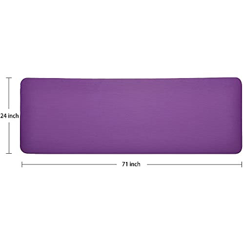 BalanceFrom GoCloud All-Purpose 1-Inch Extra Thick High Density Anti-Tear Exercise Yoga Mat with Carrying Strap (Purple), 71 Long 24 Wide