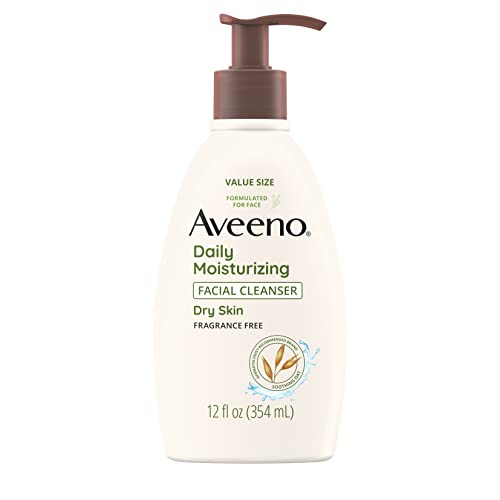 Aveeno Daily Moisturizing Face Cleanser with Soothing Oat, Easy-to-Rinse Cleanser Removes Dirt, Oil & Other Impurities & Leaves Skin Feeling Soft & Supple, Fragrance-Free, 12 fl. oz