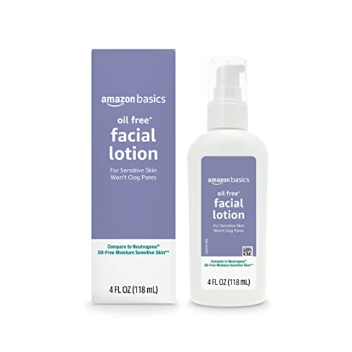 Amazon Basics Oil-free Facial Moisturizer for Sensitive Skin, Fragrance Free, 4 Fluid Ounce (Previously Solimo)