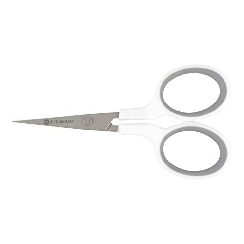 Westcott 16380-001 4 Curved Blade Titanium Embroidery Scissors for Crafting, White/Gray