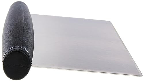 Amazon Basics Multi-Purpose Stainless Steel Scraper/Chopper with Contoured Grip, 6-Inch, Silver, Black