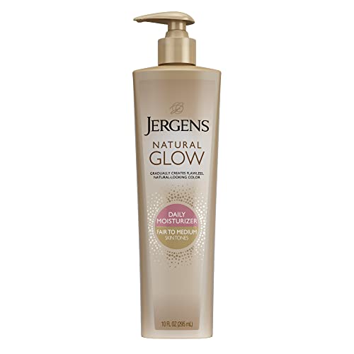 Jergens Natural Glow 3-Day Self Tanner for Fair to Medium Skin Tone, Sunless Tanning Daily Moisturizer, for Streak-free and Natural-Looking Color, 10 Ounce