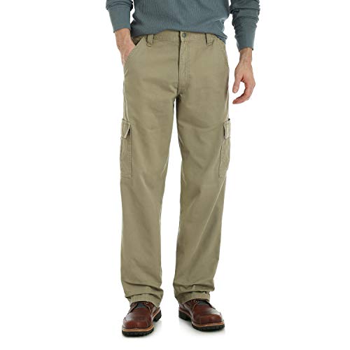 Wrangler Authentics Men's Twill Relaxed Fit Cargo Pant (Logan), Military Khaki Ripstop, 42W x 34L
