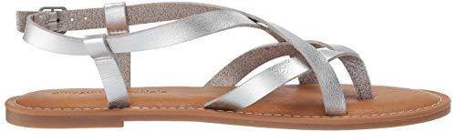 Amazon Essentials Women's Casual Strappy Sandal, Silver, 13