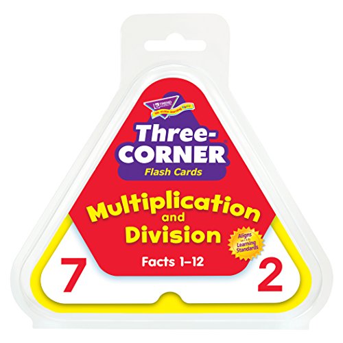TREND ENTERPRISES Three-Corner Multiplication and Division Flash Cards, Interactive Self-Checking Cards, Exciting Way for Everyone to Learn, 46 Two-Sided Cards Included, Ages 8 and Up,White