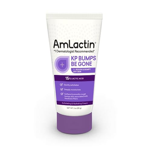 AmLactin KP Bumps Be Gone - 3 oz Keratosis Pilaris Moisturizing Cream with 15% Lactic Acid - Exfoliator and Moisturizer for Dry, Rough and Bumpy Skin (Packaging May Vary)