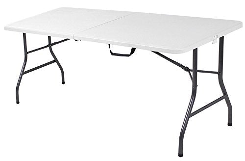 CoscoProducts COSCO 4ft Centerfold Blow Mold Utility Table, Adjustable Height, 4 Foot, White