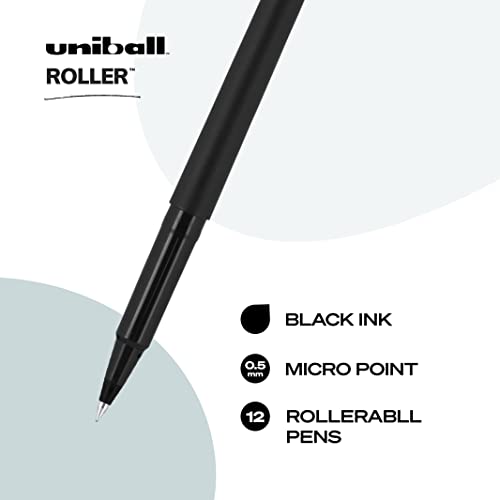 Uniball Roller Grip 12 Pack in Blue, 0.5mm Micro Rollerball Pens, Try Gel Pens, Colored Pens, Office Supplies, Colorful Pens, Blue Pens Ballpoint, Pens Fine Point Smooth Writing Pens