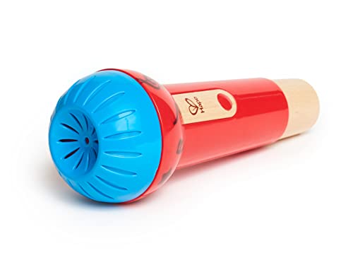 Hape Mighty Echo Microphone | Battery-Free Voice Amplifying Microphone Toy for Kids 1 Year & Up, Red, Model Number E0337, L 3.1, W 3.1, H 8.6 inch
