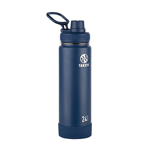 Takeya Actives Insulated Stainless Steel Water Bottle with Spout Lid, 24 Ounce, Midnight Blue
