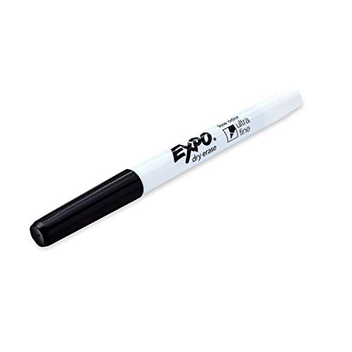 EXPO Low Odor Dry Erase Markers, Ultra-Fine Tip, Black, 4 Count
