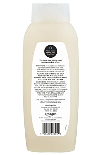 Amazon Basics Shea Butter & Oatmeal Body Wash, 24 Fl Oz, Moisturize,Hypoallergenic