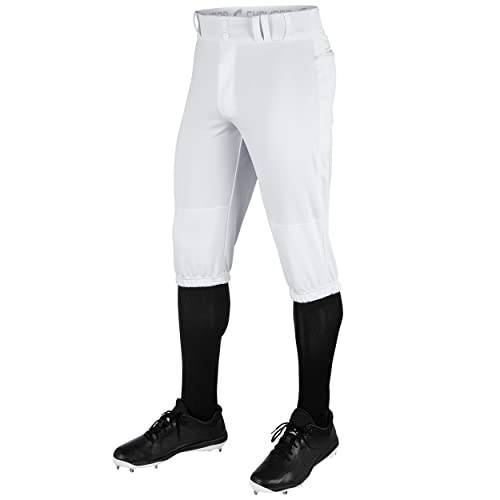 CHAMPRO Triple Crown Knicker Style Youth Baseball Pants in Solid Color with Reinforced Sliding Areas, White, Youth Medium