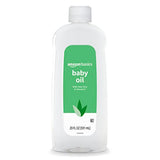 Amazon Basics Baby Oil with Aloe Vera & Vitamin E, 20 Fluid Ounces (Pack of 4) (Previously Solimo)