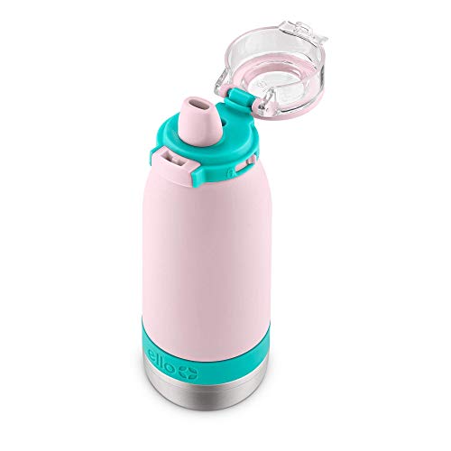 Ello Emma 14oz Vacuum Insulated Stainless Steel Kids Water Bottle with Straw and Built-in Carrying Handle and Leak-Proof Locking Lid for School Backpack, Lunchbox and Outdoor Sports, Cotton Candy