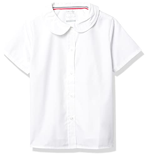 French Toast Girl's Short Sleeve Peter Pan Collar Blouse (Standard & Plus), White, 7