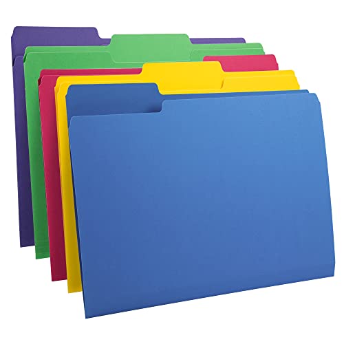 Amazon Basics File Folders, Letter Size, Heavyweight 1/3-Cut Tab Assorted Colors, 50-Pack