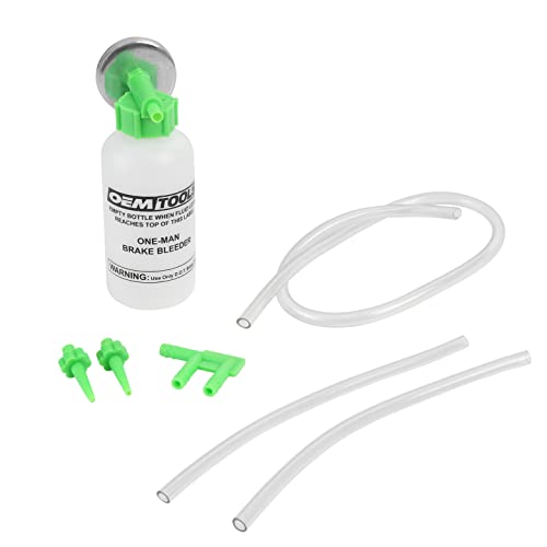 OEMTOOLS 25036 Bleed-O-Matic One-Man Brake Bleeder Kit, Featuring An Opaque Brake Bleed Bottle / Transparent Hoses and Tapered Fittings, No Mess Brake Fluid Bleeding , Multi color(Packaging May Vary)