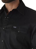 Wrangler mens Cowboy Cut Western Long Sleeve Snap Firm Finish work utility button down shirts, Black, 4X US