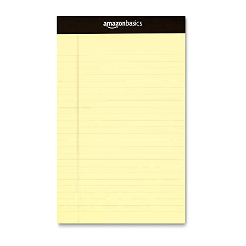 Amazon Basics Wide Ruled 8.5 x 11.75-Inch 50 Sheet Lined Writing Note Pad, Pack of 6, 300 Count, Multicolor