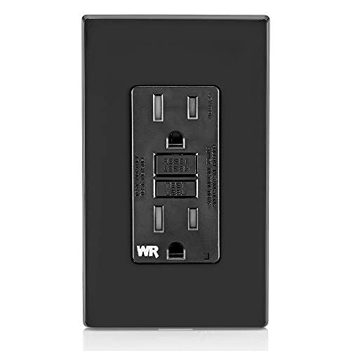 Leviton GFWT1-E Self-Test SmartlockPro Slim GFCI Weather-Resistant and Tamper-Resistant Receptacle with LED Indicator, 15 Amp, Black