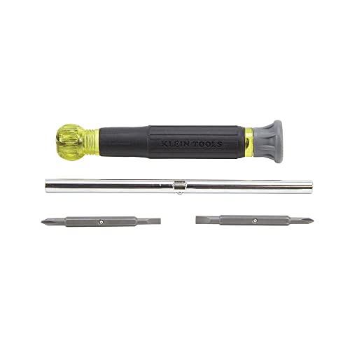 Klein Tools 32581 4-in-1 Electronics Screwdriver Set with Precision Machines Bits 2 Slotted, 2 Phillips, and Cushion Grip Handles, 4-Piece