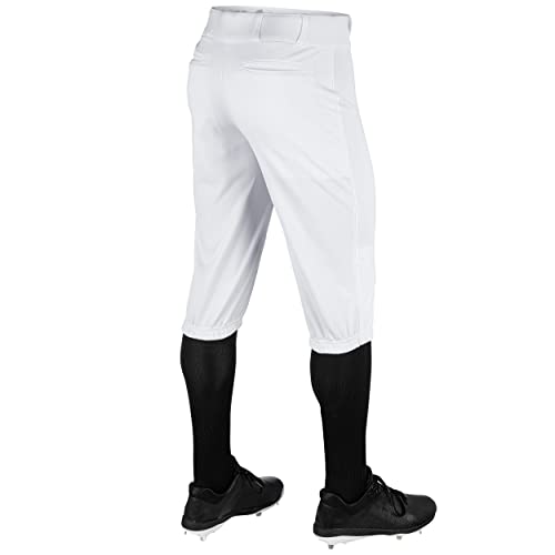 CHAMPRO Triple Crown Knicker Style Youth Baseball Pants in Solid Color with Reinforced Sliding Areas, White, Youth Medium