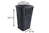 United Solutions ECOSolution 32 Gallon Garbage Can, ECO Green, Easy to Carry Garbage Can with Sturdy Construction, Pass-Through Handles & Attachable Click Lock Lid, Indoor or Outdoor Use, 2-Pack