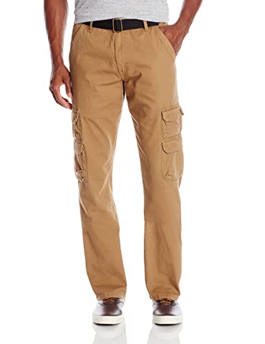 Wrangler Authentics Men's Premium Relaxed Fit Straight Leg Cargo Pant, Acorn Twill, 30W X 32L