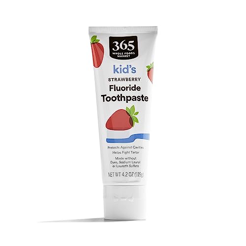 365 by Whole Foods Market, Kids Strawberry Fluoride Toothpaste, 4.2 Ounce