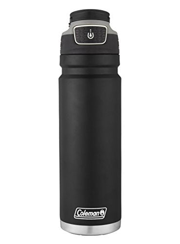 Coleman AUTOSEAL FreeFlow Stainless Steel Water Bottle, Black, 24 oz