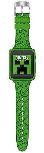 Accutime Kids Microsoft Minecraft Green Educational Touchscreen Smart Watch Toy for Boys, Girls, Toddlers - Selfie Cam, Learning Games, Alarm, Calculator, Pedometer & More (Model MIN4045AZ)