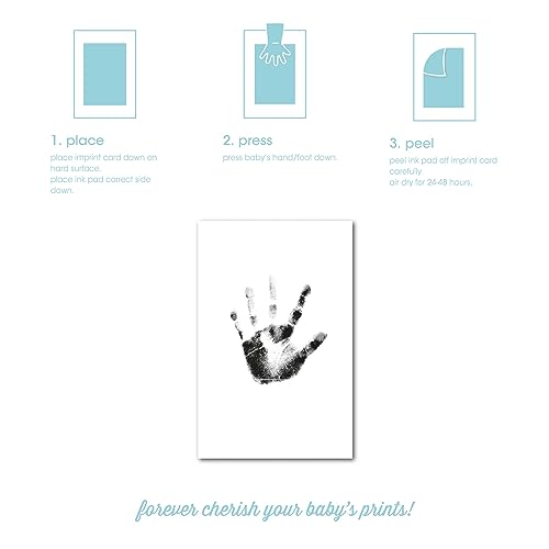 Pearhead First 5 Years Chevron Baby Memory Book with Clean-Touch Baby Safe Ink Pad to Make Baby's Handprint or Footprint Included, Newborn Milestone and Pregnancy Journal, Blue