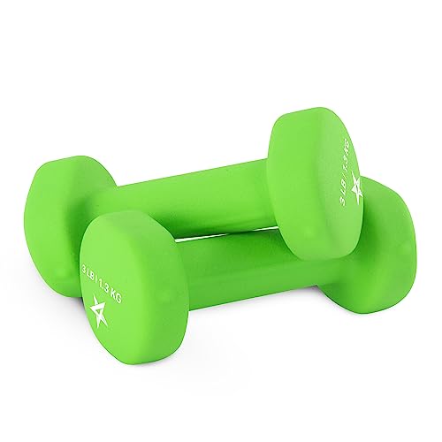 Yes4All 3 lbs Dumbbells Neoprene with Non Slip Grip – Great for Total Body Workout – Total Weight: 6 lbs (Set of 2)