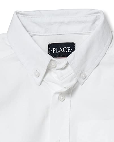 The Children's Place boys Long Sleeve Oxford School Uniform Button Down Shirt, White, Large US