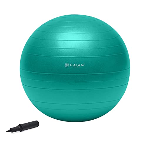 Gaiam 05-51982 Total Body Balance Ball Kit - Includes 65cm Anti-Burst Stability Exercise Yoga Ball, Air Pump & Workout Video - Green