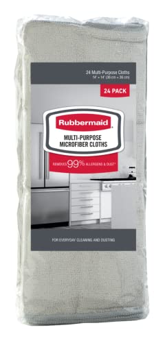 Rubbermaid Microfiber Cloth Towels, 24 Pack, 14x14, Non-Scratch, Reusable/Washable for Cleaning/Wiping/Polishing for Home/Kitchen/Car