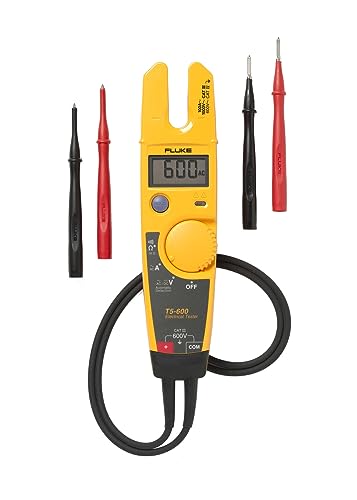 Fluke T5-600 Electrical Voltage, Continuity and Current Tester, Measures AC Current Up To 100 A Without Contact, Automatically Select AC/DC Voltage For Tests, Includes Detachable SlimReach Probe Tip