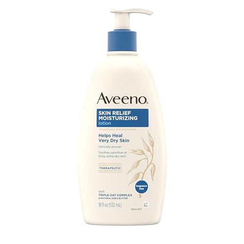 Aveeno Skin Relief 24-Hour Moisturizing Lotion for Sensitive Skin with Natural Shea Butter & Triple Oat Complex, Unscented Therapeutic Lotion for Extra Dry, Itchy Skin, 33 fl. oz(Pack of 1)