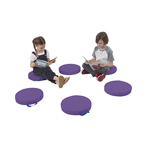 ECR4Kids SoftZone Floor Cushions, Round, Flexible Seating, Sand, 6-Piece