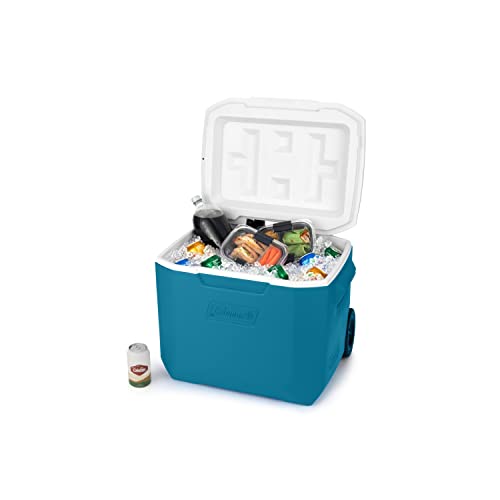 Coleman Chiller Series 60qt Wheeled Insulated Portable Cooler, Ice Retention Hard Cooler with Heavy Duty Wheels and Handle