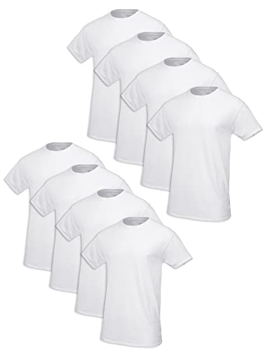 Fruit of the Loom Men's Tag-Free Cotton Undershirts, Tall Man-Crew-6 Pack White, Large