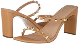 The Drop Women's Avery Square Toe Two Strap High Heeled Sandal, Toffee, 7.5