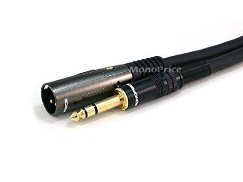 Monoprice XLR Male to 1/4-Inch TRS Male Cable - 25 Feet - Black, 16AWG, Gold Plated - Premier Series
