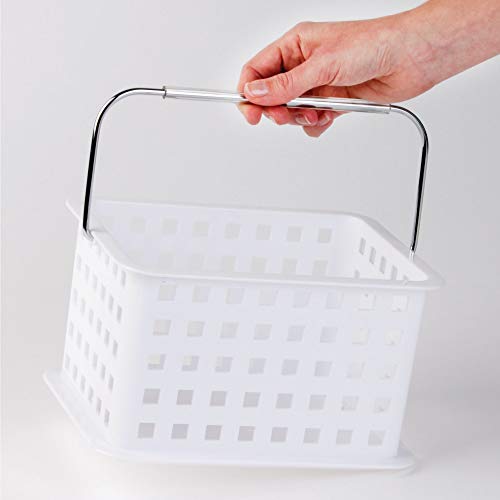 iDesign Spa Plastic Storage Shower Basket with Handle for Bathroom, Health, Cosmetics, Hair Supplies and Beauty Products, Small, White