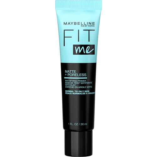 Maybelline New York Fit Me Matte + Poreless Mattifying Face Primer Makeup With Sunscreen, Broad Spectrum SPF 20, 16HR Wear, Shine Control, Clear, 1 Count