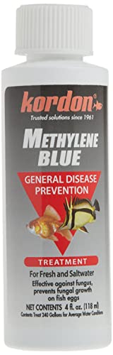 Kordon Methylene Blue Disease Preventative – Safe for Freshwater & Saltwater Aquariums, Prevents Fungal Infections & Treats Parasites, Reduces Fish Stress, 4-Ounces