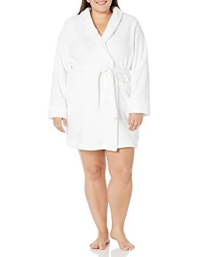 Amazon Essentials Women's Mid-Length Plush Robe (Available in Plus Size), Cream, Large
